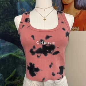 chnge pink black tie dye ribbed tank top